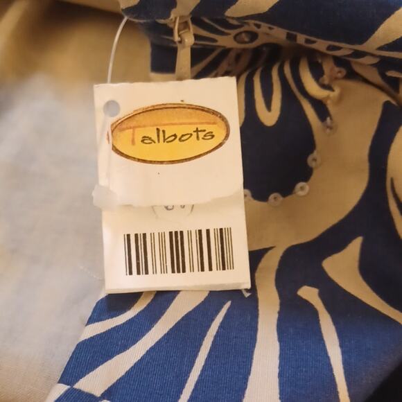 Talbots Stretch Floral Skirt Tan and Blue With Sequins. Size 16 - Picture 13 of 14